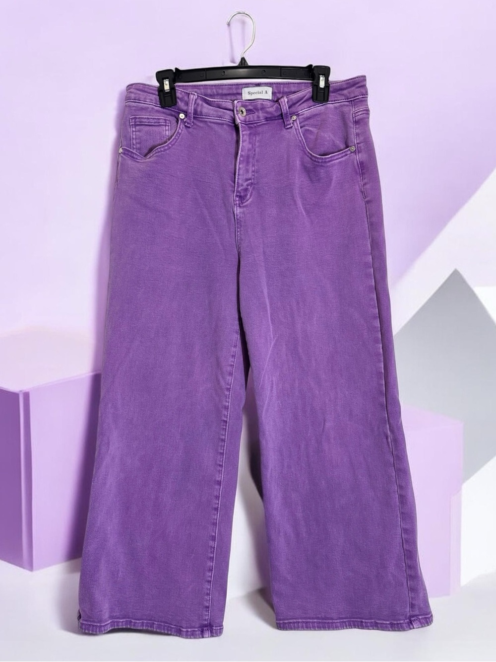 Special A Wide-Leg Purple Jeans with Stretch for Women size 15
